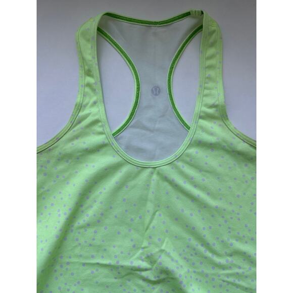 Lululemon lime Green Racerback Tank with Lavender Dots - Picture 2 of 5